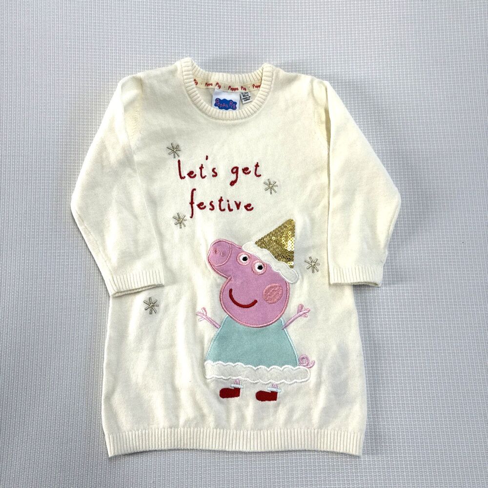 Peppa Pig Long Sleeved Girls Sweater Let’s Get Festive - 12-18 months